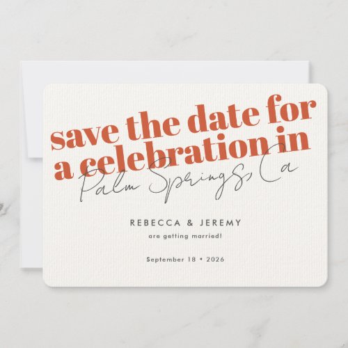 Modern Bold Typography Orange Wedding  Save The Date