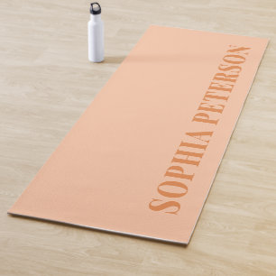 Modern Bold Typography Peach Orange Custom Yoga Mat