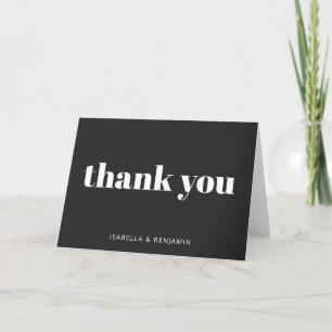 Modern Bold Typography Personalized Black Letterpress Thank You Card