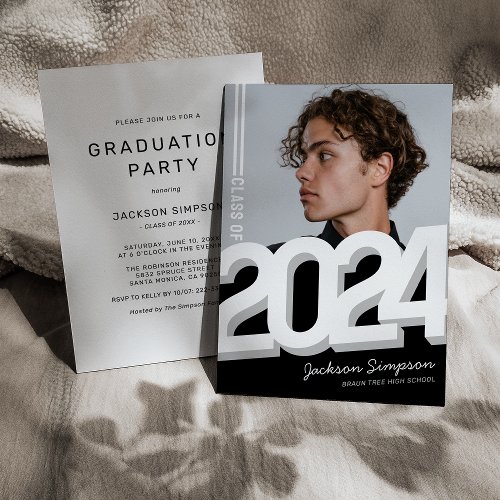 Modern Bold Typography Photo Grad Invitation