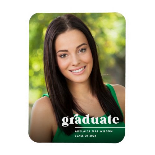 Modern Bold Typography Photo Graduate Announcement Magnet