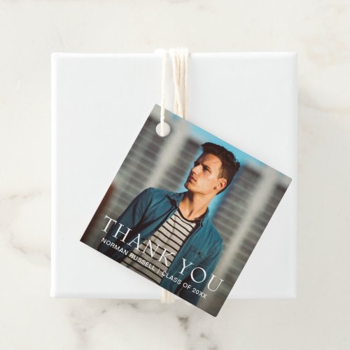 Modern Bold Typography Photo Graduation Thank You Favor Tags