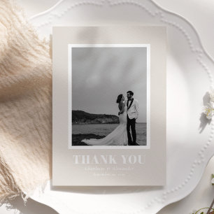 Modern bold typography photo wedding thank you car