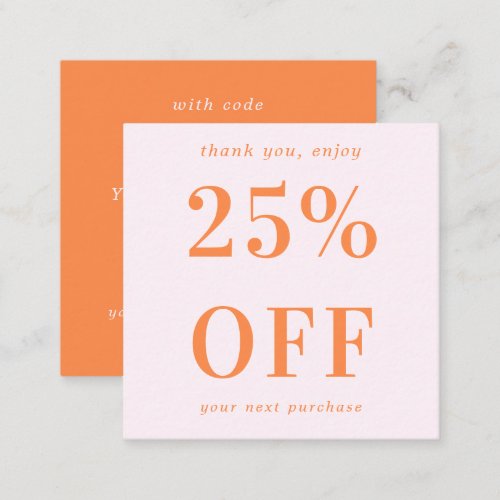Modern Bold Typography Pink and Orange Business Discount Card