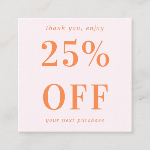 Modern Bold Typography Pink and Orange Business Discount Card