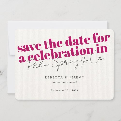 Modern Bold Typography Pink Fuchsia Wedding Save The Date
