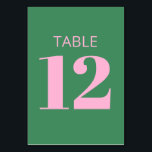 Modern Bold Typography Pink Green Bat Mitzvah Table Number<br><div class="desc">Modern Bold Typography Pink and Green Bat Mitzvah Table Number</div>