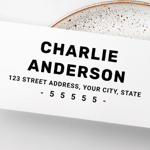 Modern bold typography return address rubber stamp