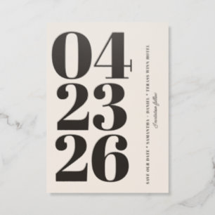 Modern Bold Typography Save the Date  Letterpress Photo Cards