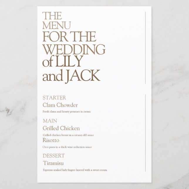 Modern Bold Typography Save the Date Menu (Back)