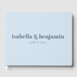 Modern Bold Typography Soft Blue Wedding Custom Guest Book