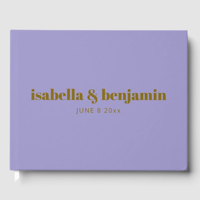 Modern Bold Typography Soft Purple Wedding Custom Guest Book (Front)