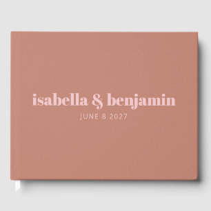 Modern Bold Typography Terracotta and Pink Wedding Guest Book