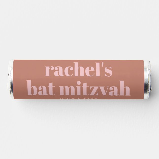 Modern Bold Typography Terracotta Pink Bat Mitzvah Breath Savers® Mints (Front)