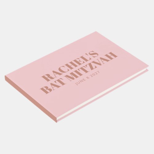 Modern Bold Typography Terracotta Pink Bat Mitzvah Guest Book