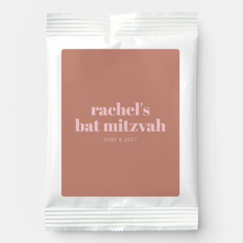 Modern Bold Typography Terracotta Pink Bat Mitzvah Hot Chocolate Drink Mix