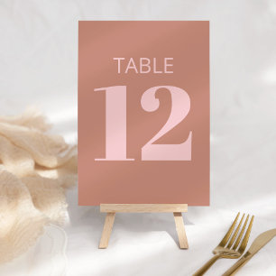 Modern Bold Typography Terracotta Pink Bat Mitzvah Table Number