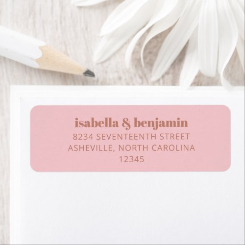 Modern Bold Typography Terracotta Wedding Address Label