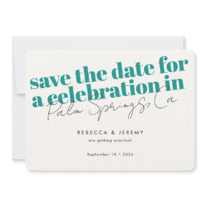 Modern Bold Typography Turquoise Wedding  Save The Date