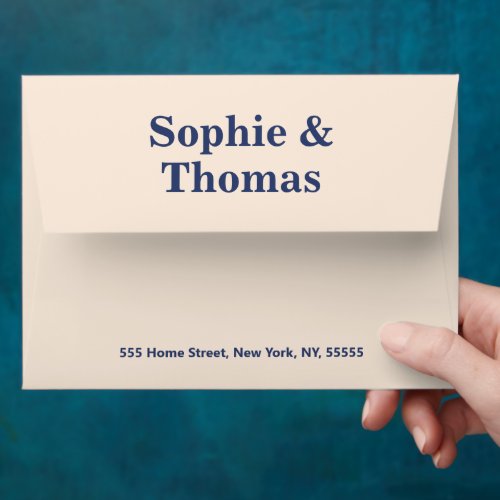 Modern Bold Typography Wedding Cream Dusty Blue Envelope