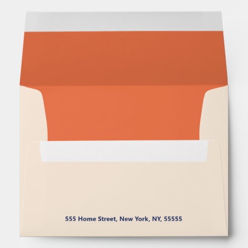 Modern Bold Typography Wedding Cream Orange Envelope