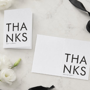 Modern Bold Typography Wedding Letterpress Thank You Card