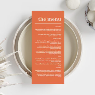Modern Bold Typography Wedding Orange Navy Blue Menu