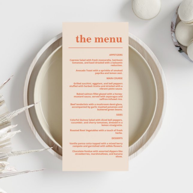 Modern Bold Typography Wedding Orange Navy Blue Menu (Creator Uploaded)