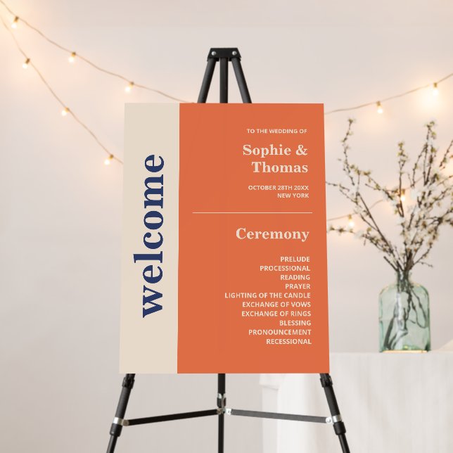 Modern Bold Typography Wedding Program Sign (In Situ (Stand))