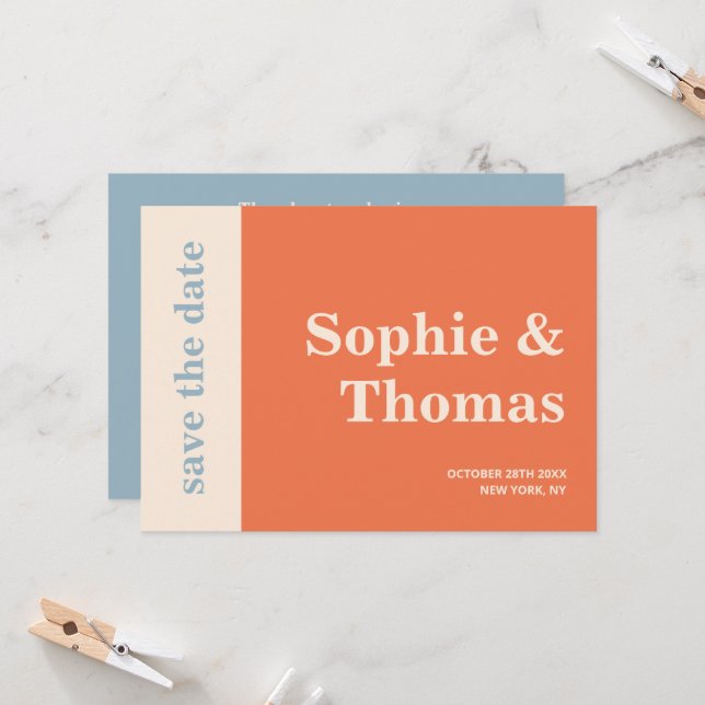 Modern Bold Typography Wedding Save the Date Invitation (Front/Back In Situ)