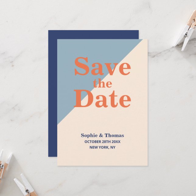 Modern Bold Typography Wedding Save the Date Invitation (Front/Back In Situ)