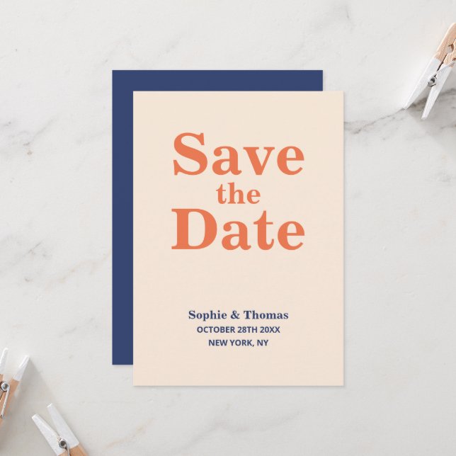 Modern Bold Typography Wedding Save the Date Invitation (Front/Back In Situ)