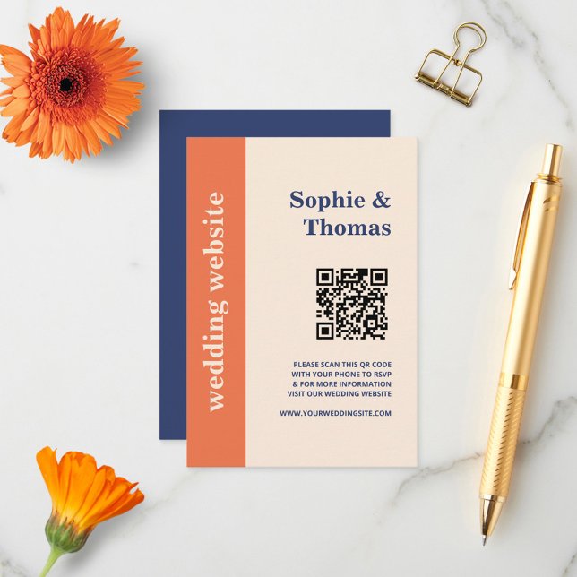  Modern Bold Typography Wedding Website Apricot Enclosure Card (Creator Uploaded)