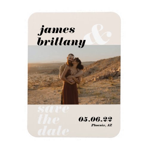 Modern Bold Typography with Photo Wedding Save The Magnet