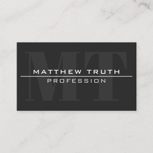 Modern Bold Very Dark Grey White Text Business Card (Front)