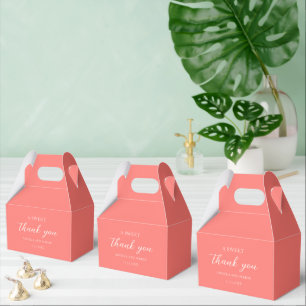Modern Bold Vibrant Coral Simple Wedding Favor Boxes