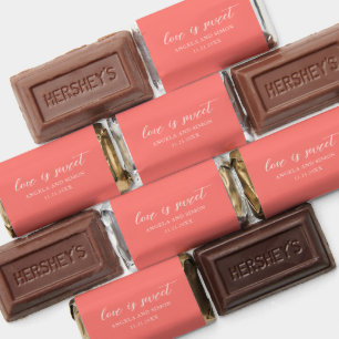 Modern Bold Vibrant Coral Simple Wedding Hershey's Miniatures