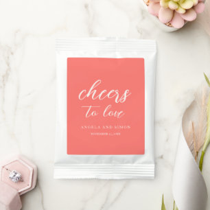 Modern Bold Vibrant Coral Simple Wedding Margarita Drink Mix