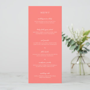 Modern Bold Vibrant Coral Simple Wedding Menu
