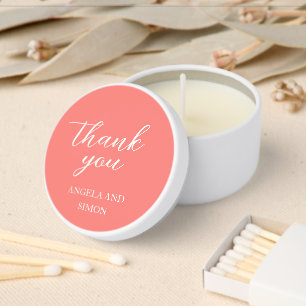 Modern Bold Vibrant Coral Simple Wedding Mini Candle Favors