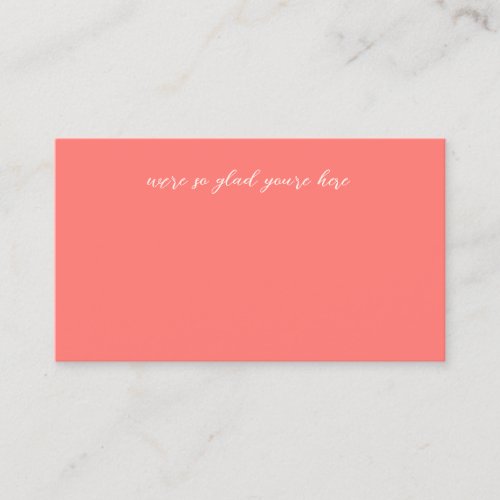 Modern Bold Vibrant Coral Simple Wedding Place Card