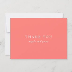 Modern Bold Vibrant Coral Simple Wedding Thank You Card