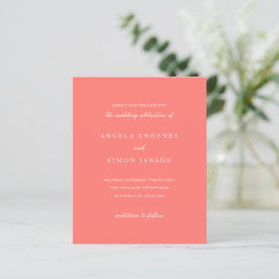 Modern Bold Vibrant Coral Wedding Save the Date