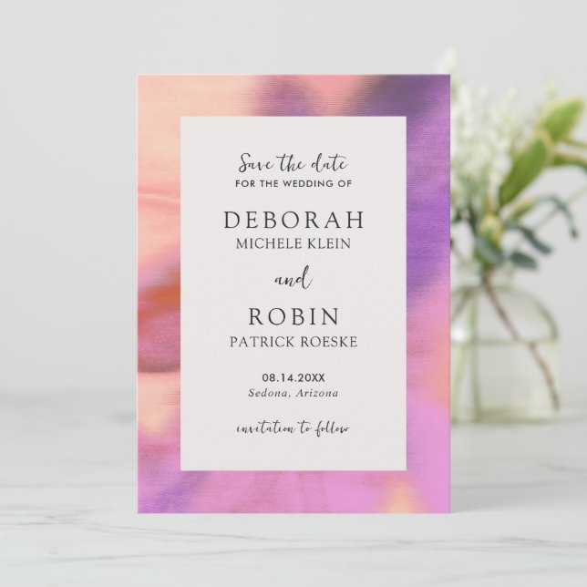 Modern Bold Vibrant Wedding Save The Date (Standing Front)