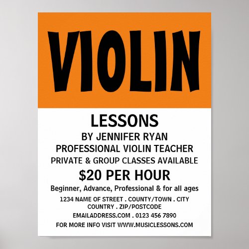 Modern Bold Violin Lessons Advertising Poster