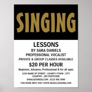 Modern Bold, Vocalist Lessons Advertising Poster