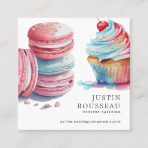 Modern Bold Watercolor Baker Pastry Chef desserts Square Business Card