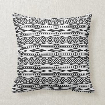 Modern Bold White & Black Tribal Aztec Geo Pattern Throw Pillow Modern Bold White & Black Tribal Aztec Geo Pattern Throw Pillow