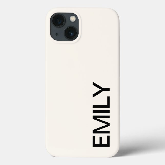 Modern Bold White Personalized iPhone 13 Case (Back)