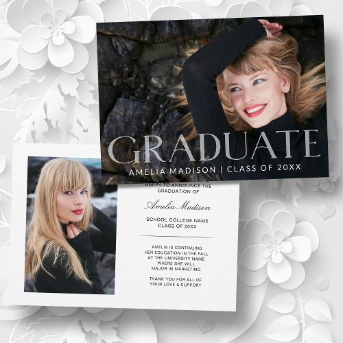 Modern Bold White Transparent Text Grad 2 Photo Announcement